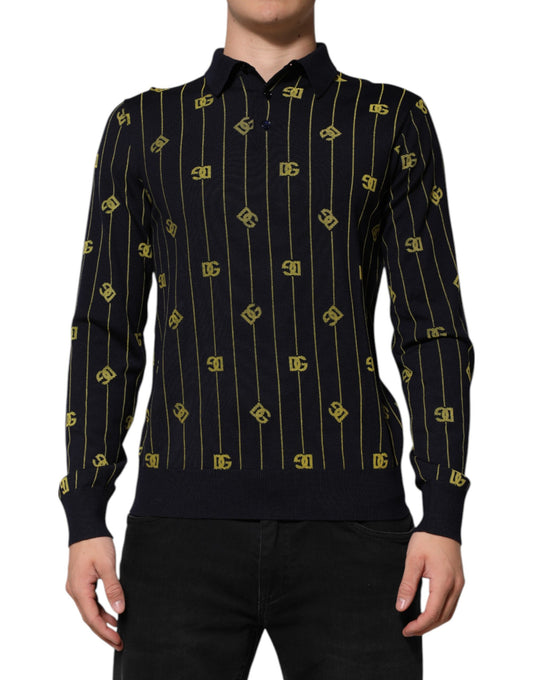 Men's sweater with gold patterned design