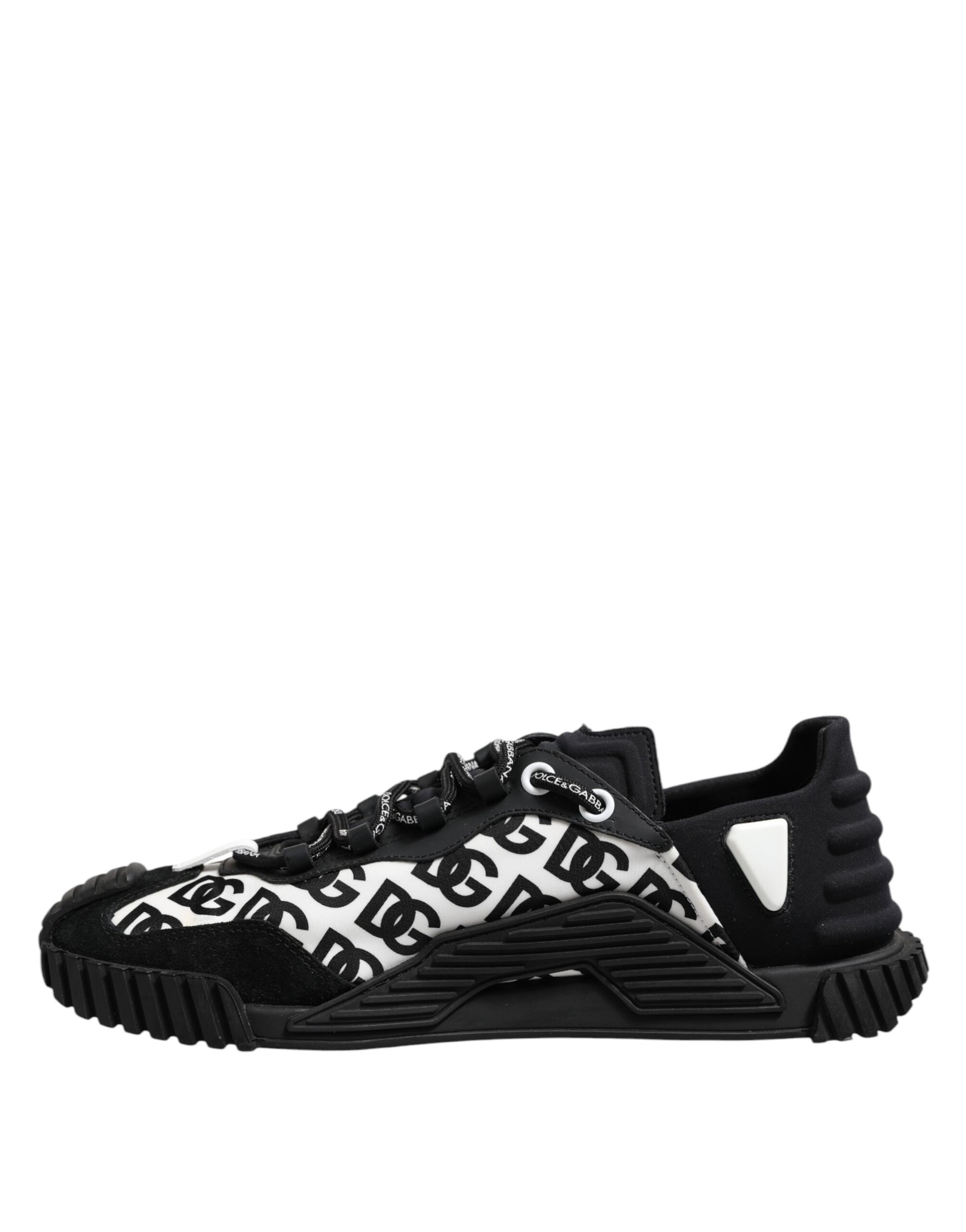 Black and white sneaker with patterned design on side