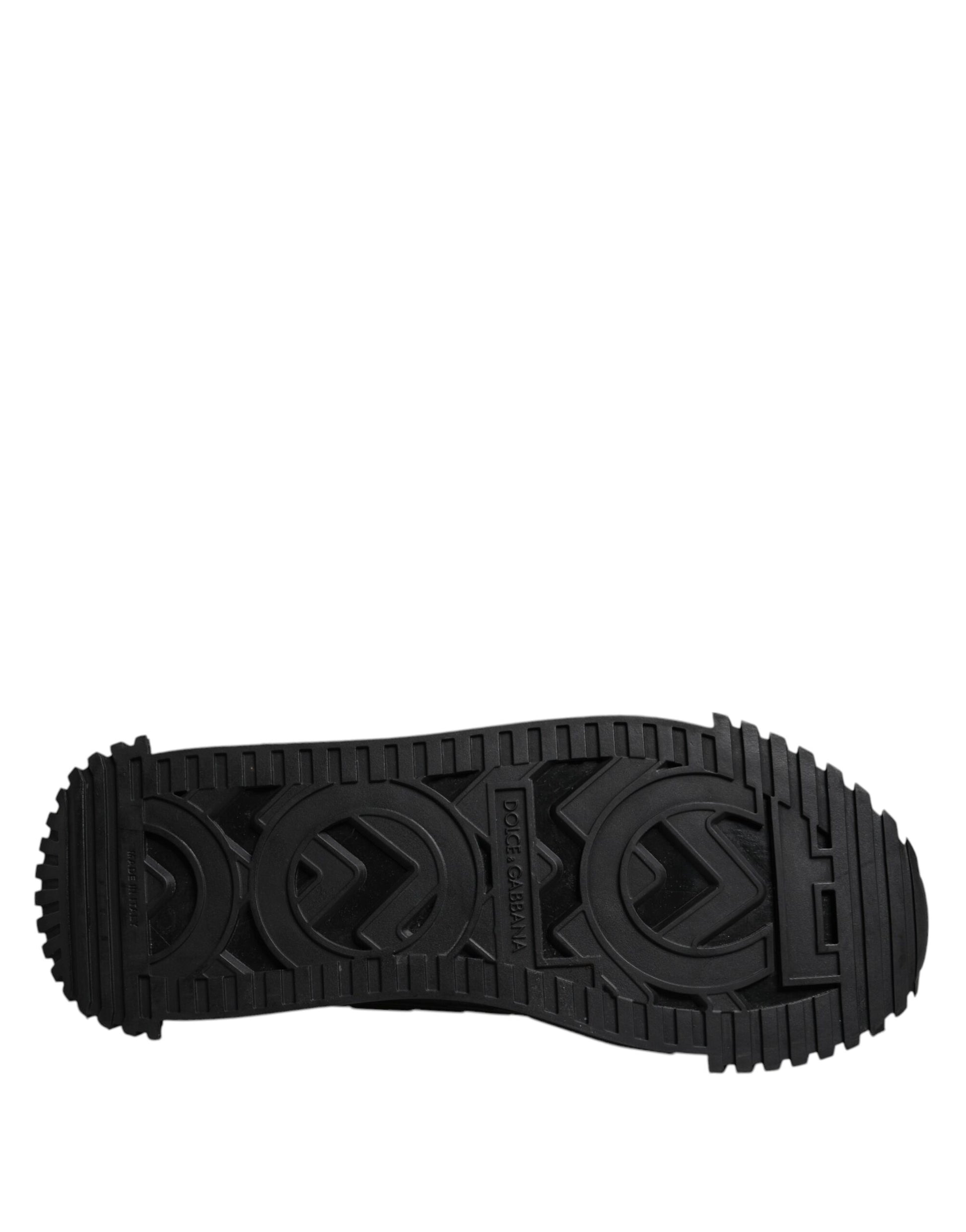 Black shoe with white logo on side