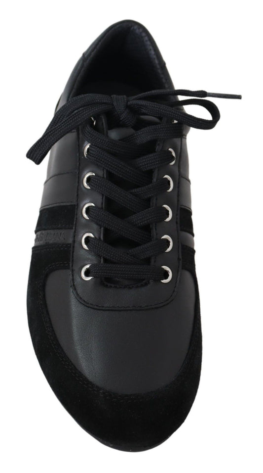 Black shoe with laces tied up
