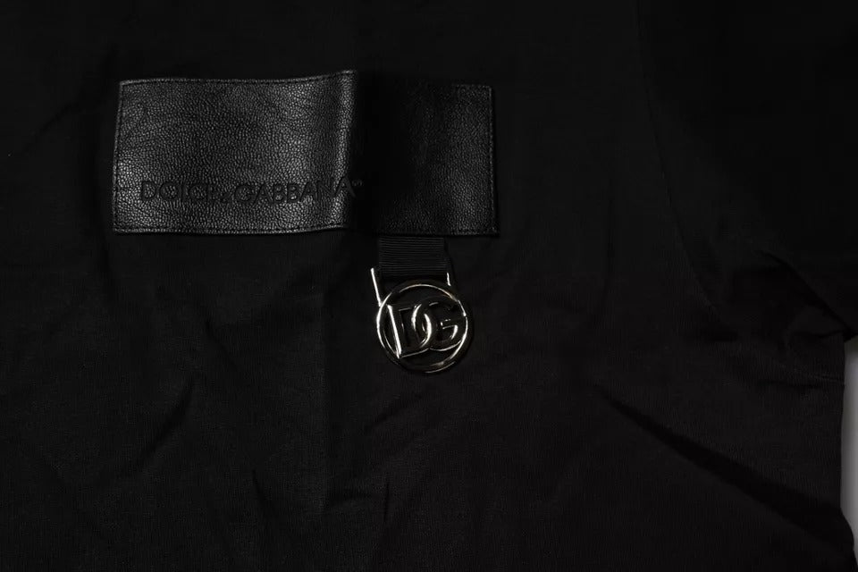 Black leather jacket with zippered pockets