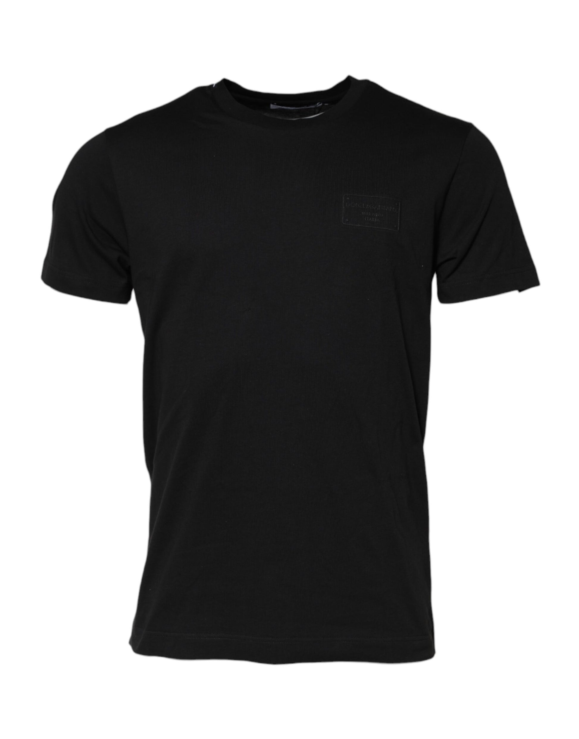 Black t-shirt with white stripes on sleeves
