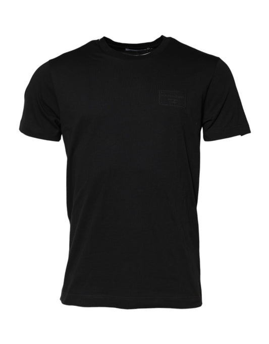 Black t-shirt with white stripes on sleeves
