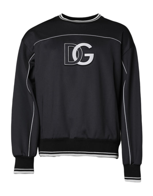 Black sweater with white stripes on sleeves