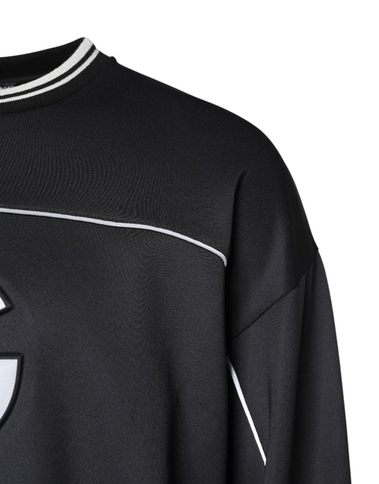 Black long sleeve sweatshirt with white stripe on sleeve