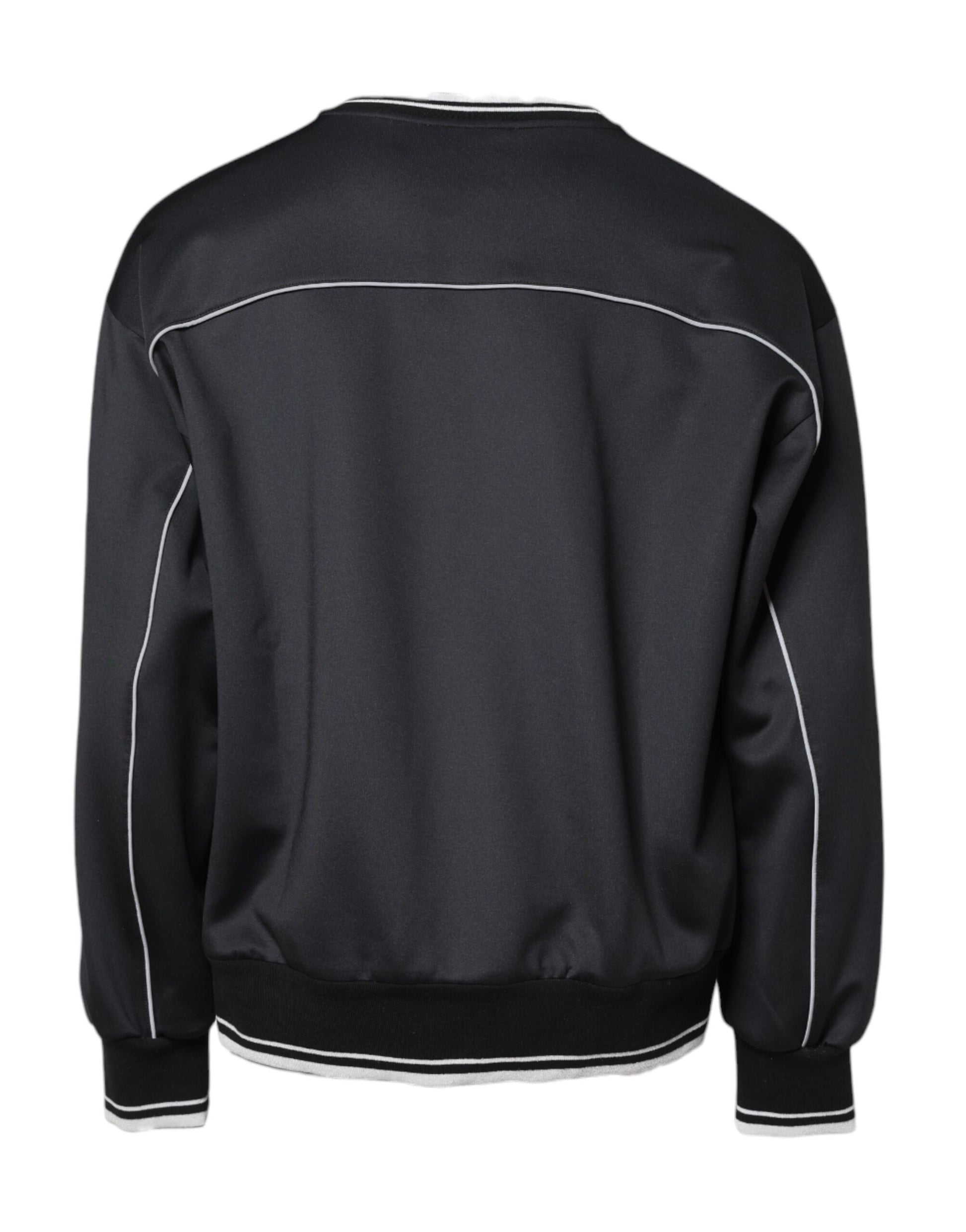 Black jacket with white stripes on sleeves