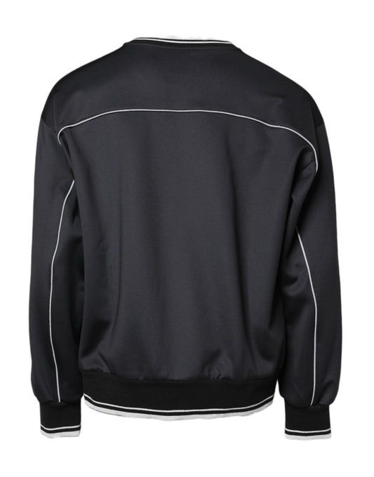 Black jacket with white stripes on sleeves