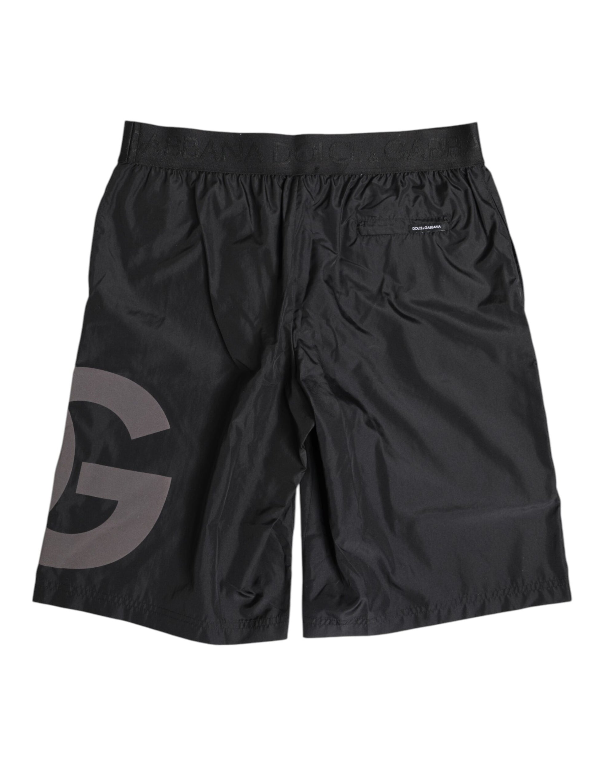 Black shorts with white logo on side