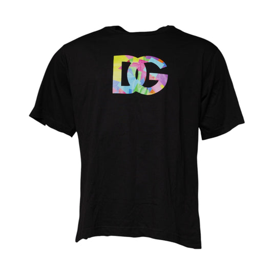 Black t-shirt with colorful letters on back