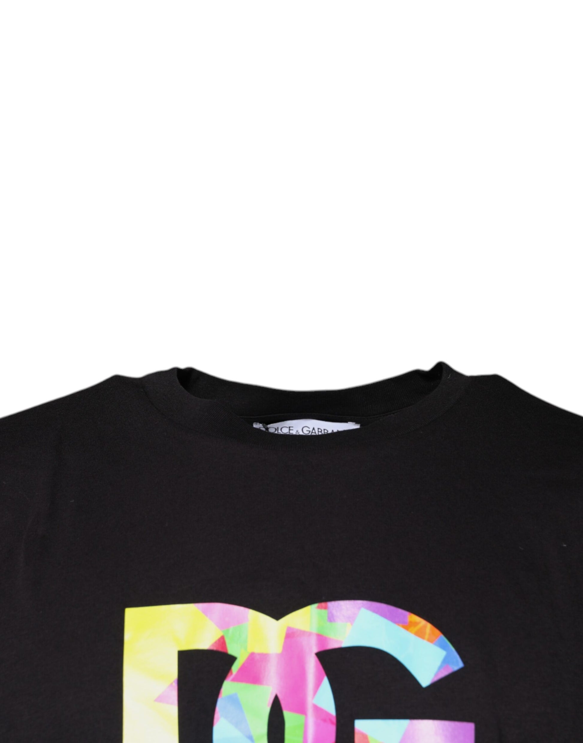 Black t-shirt with colorful logo