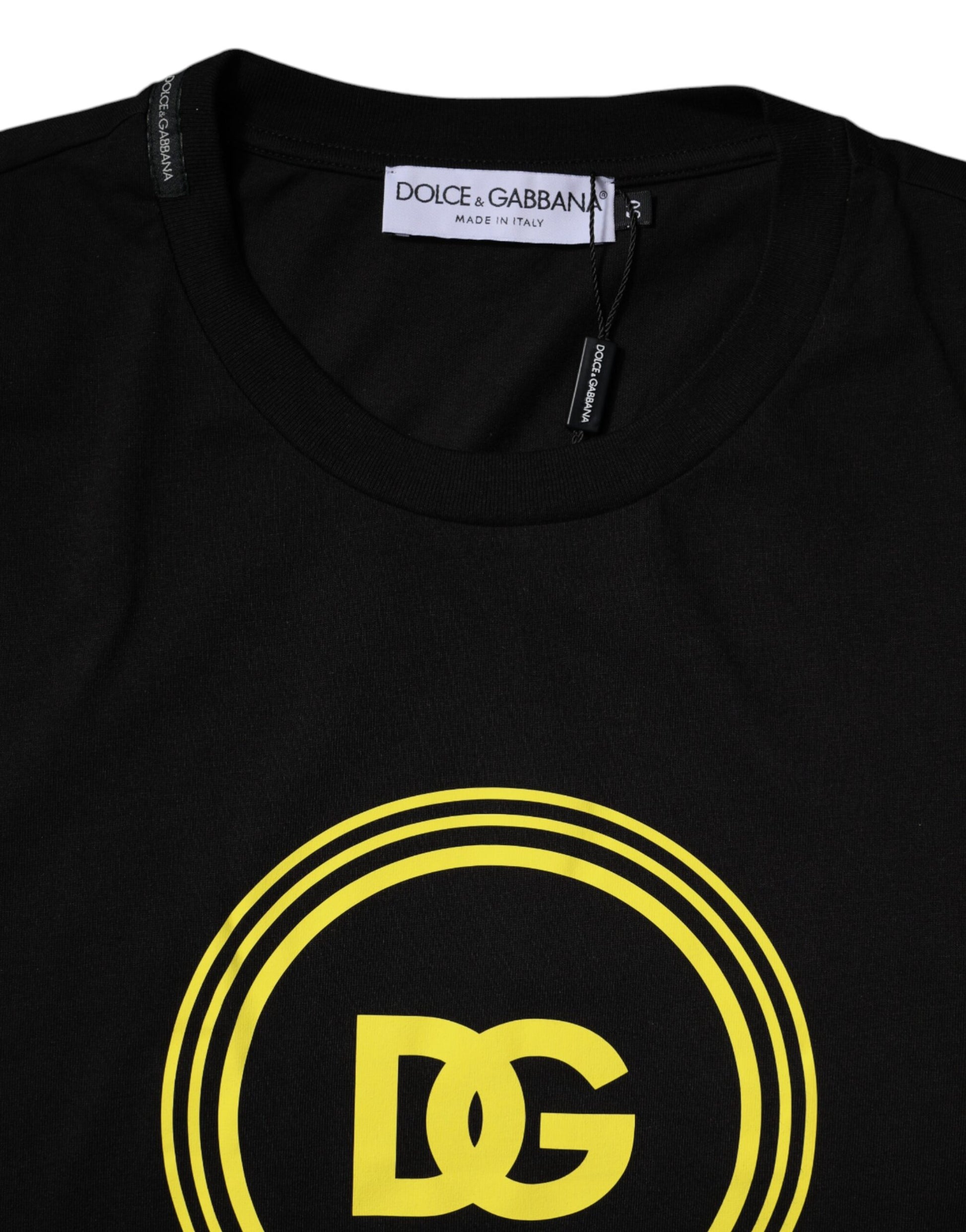 Black t-shirt with yellow logo