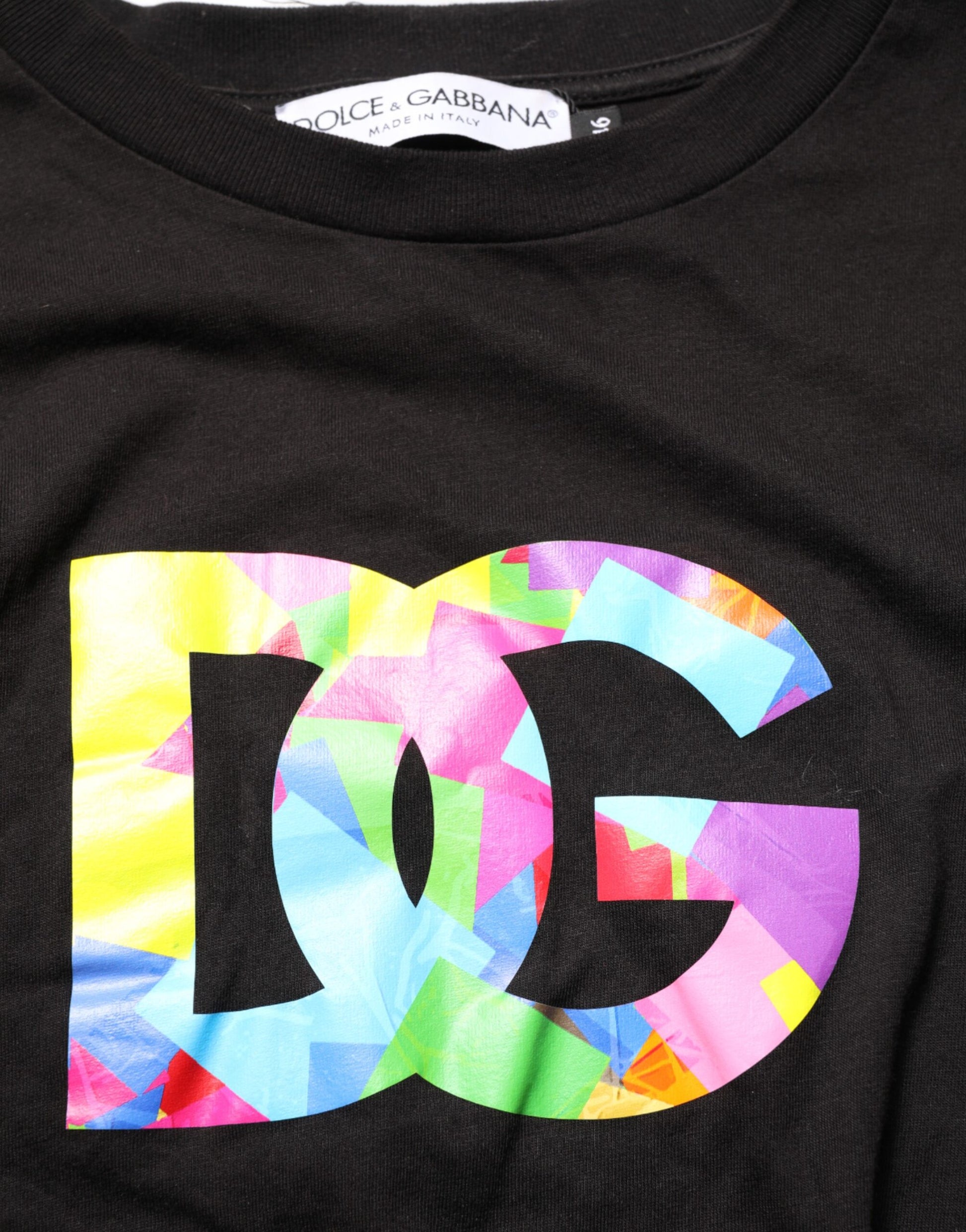 Black t-shirt with colorful DG logo