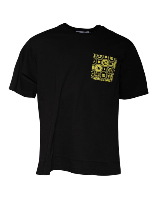 Black t-shirt with yellow pocket design