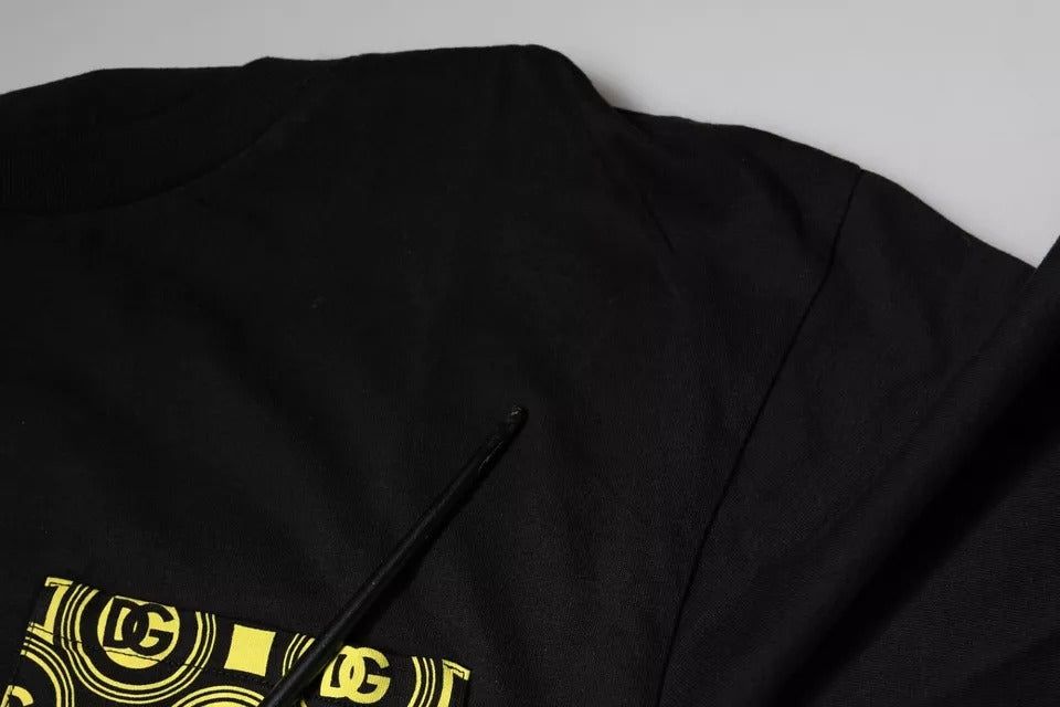 Black t-shirt with yellow logo