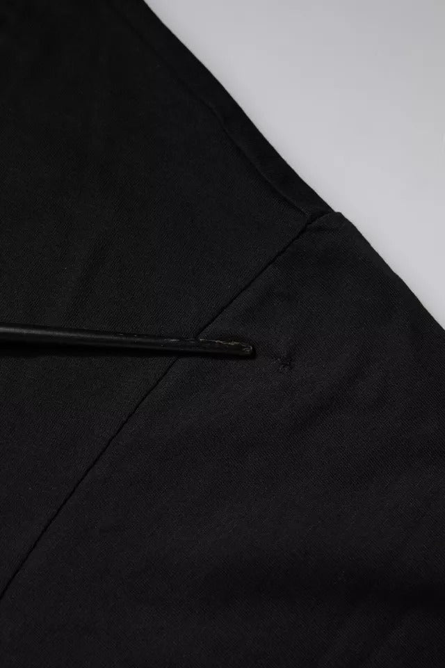 Black fabric with a buttonhole