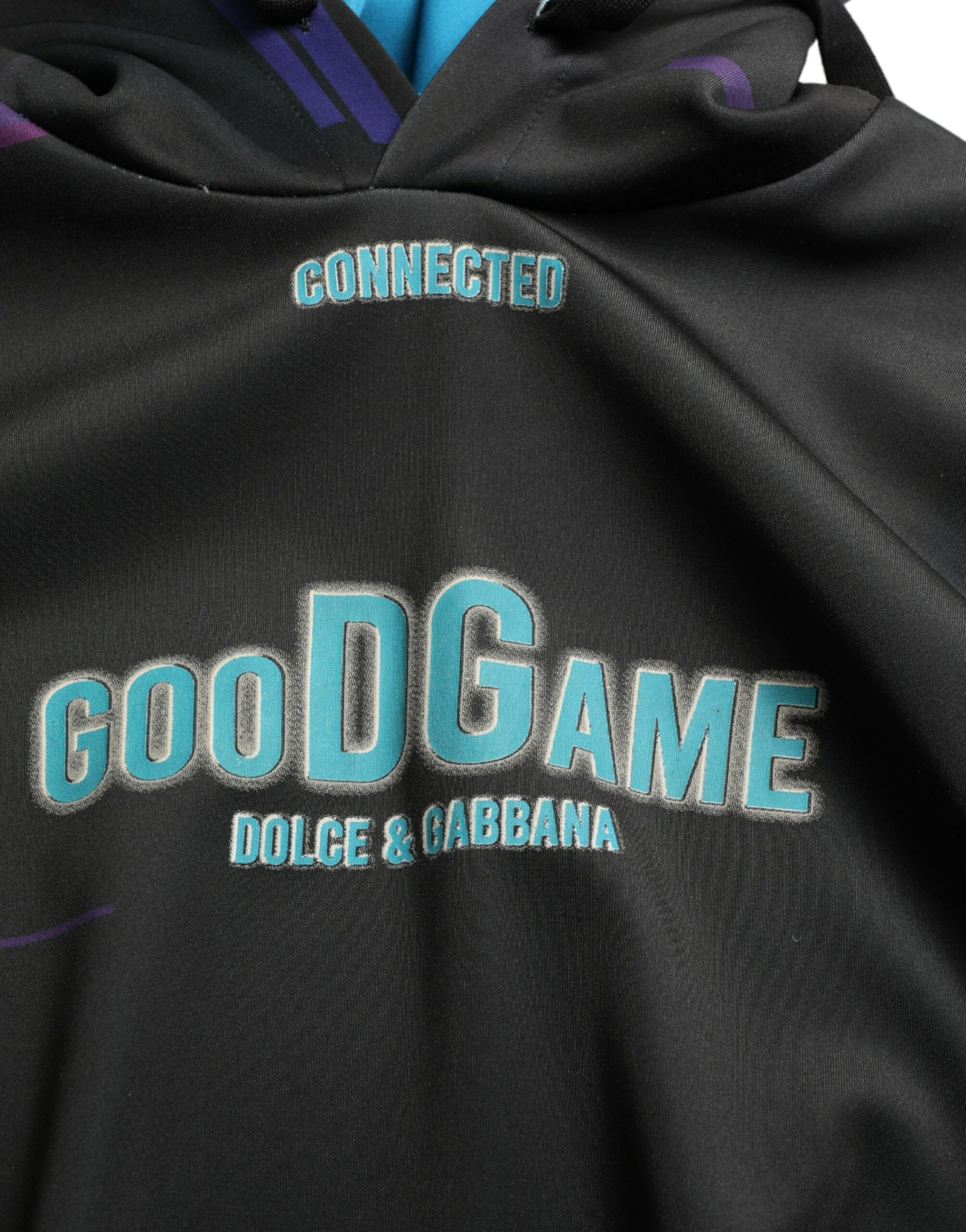 Black hoodie with white lettering