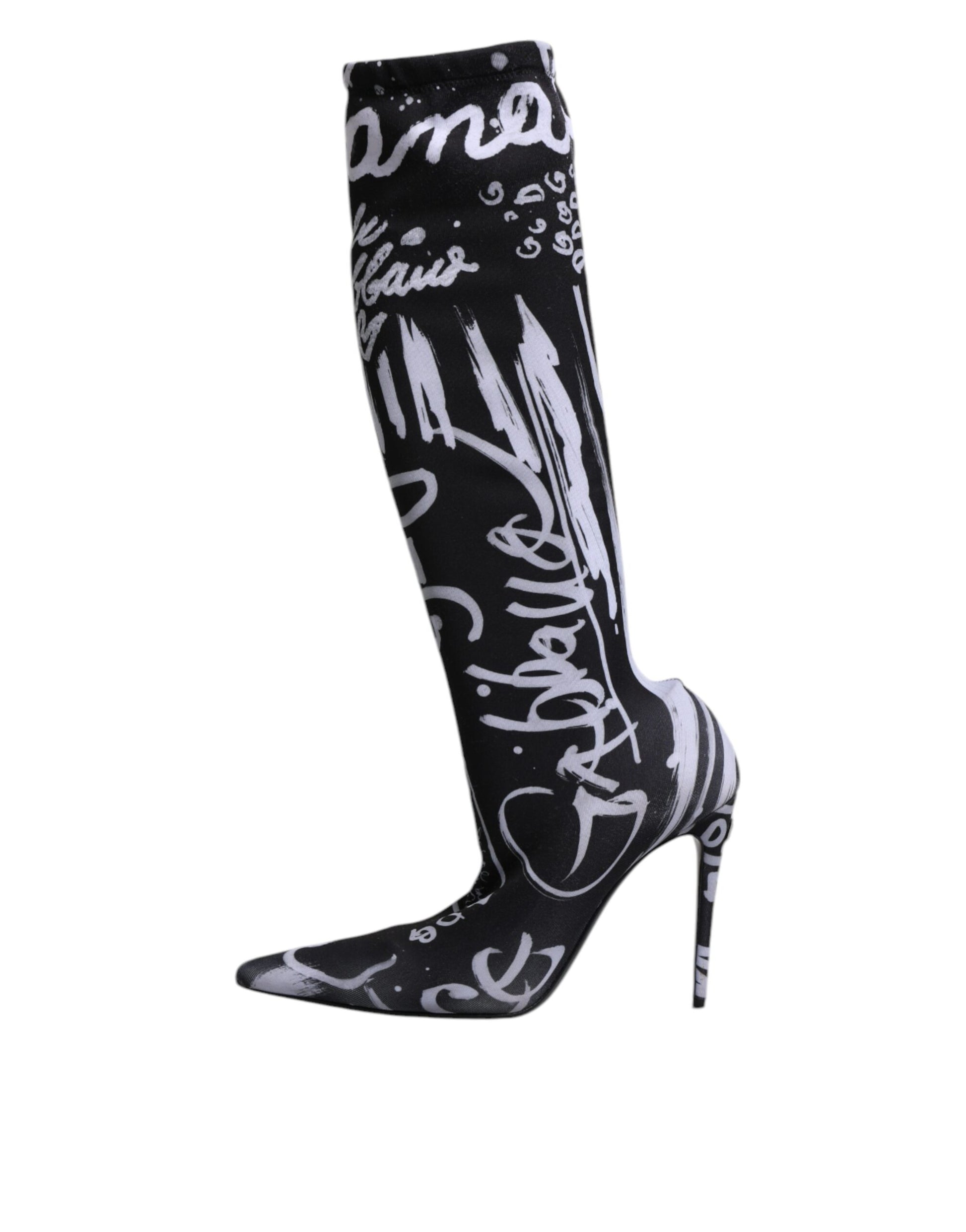 Black boot with white writing on side