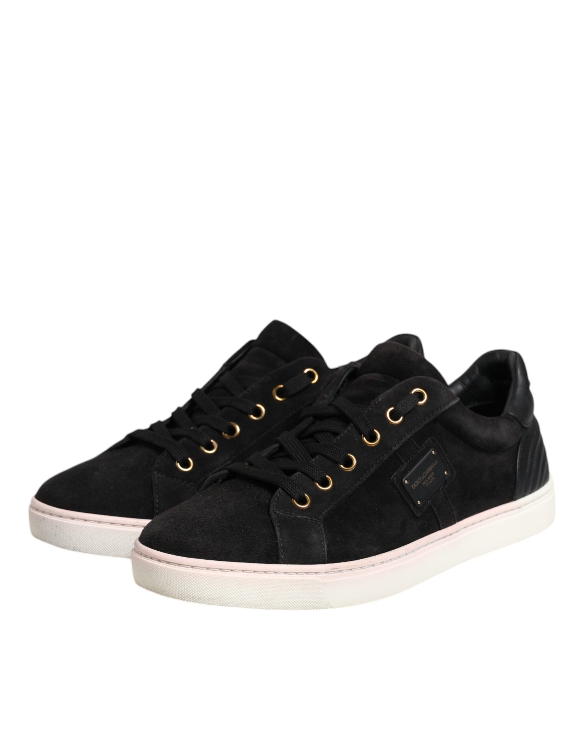 Black sneakers with pink accents