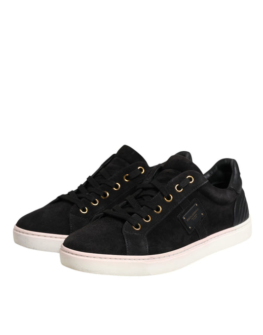 Black sneakers with pink accents