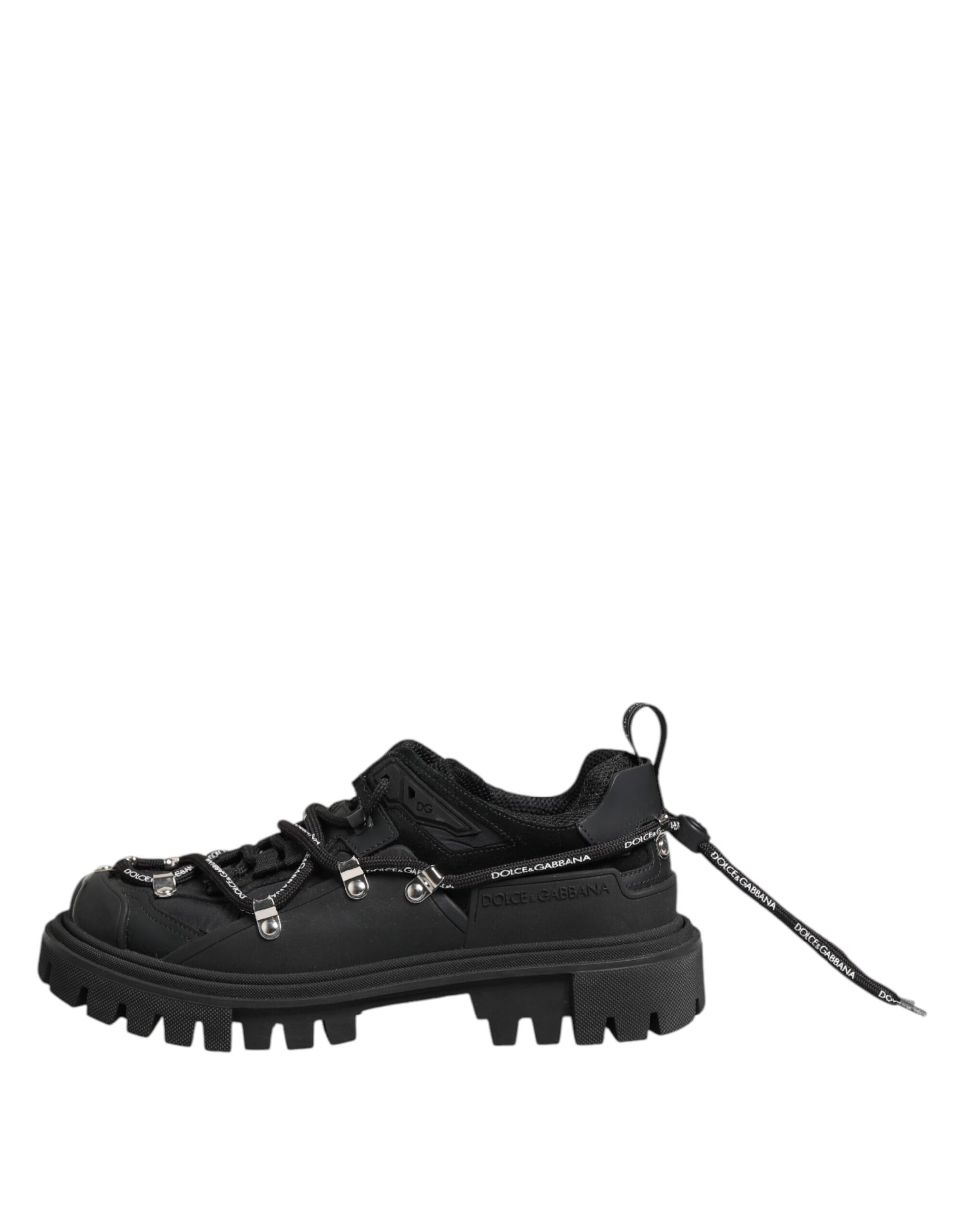 Black shoe with spikes on soles
