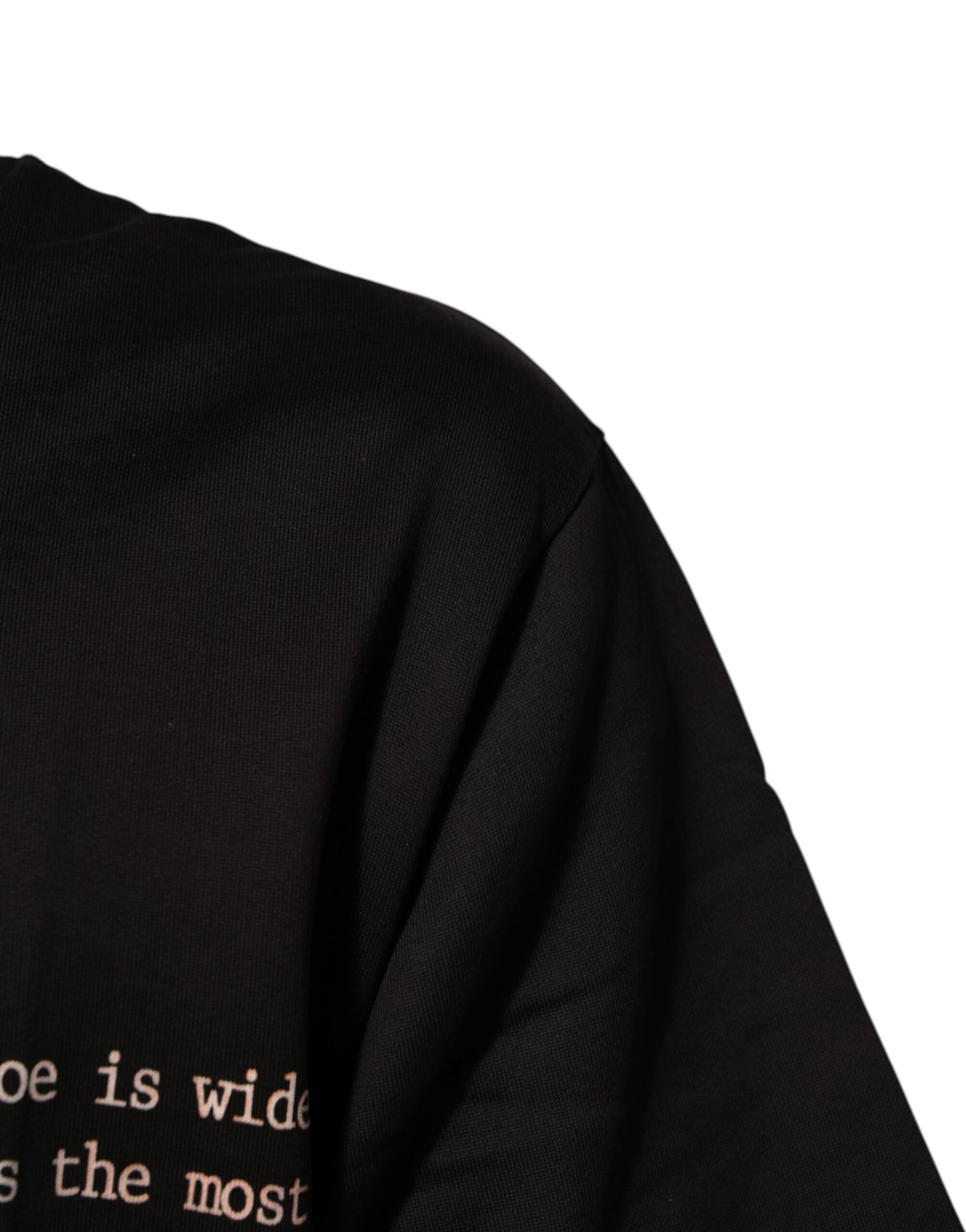 Black sweatshirt with white lettering
