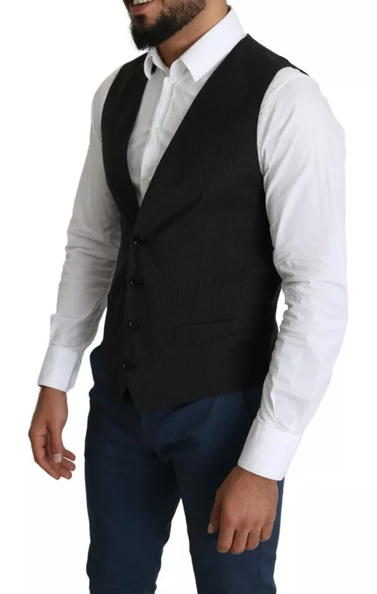 A black waistcoat vest from the brand Dolce & Gabbana, designed for men's formal wear