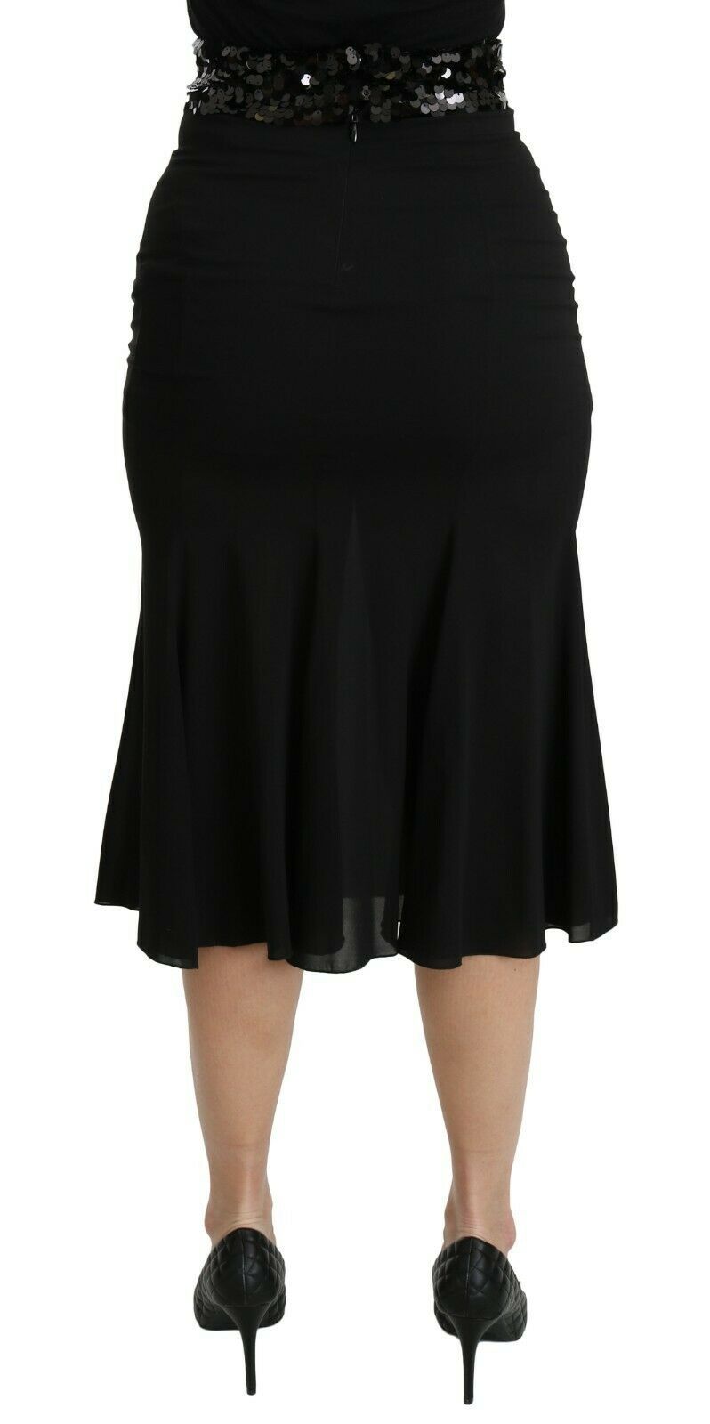 Black dress with ruffles on hem