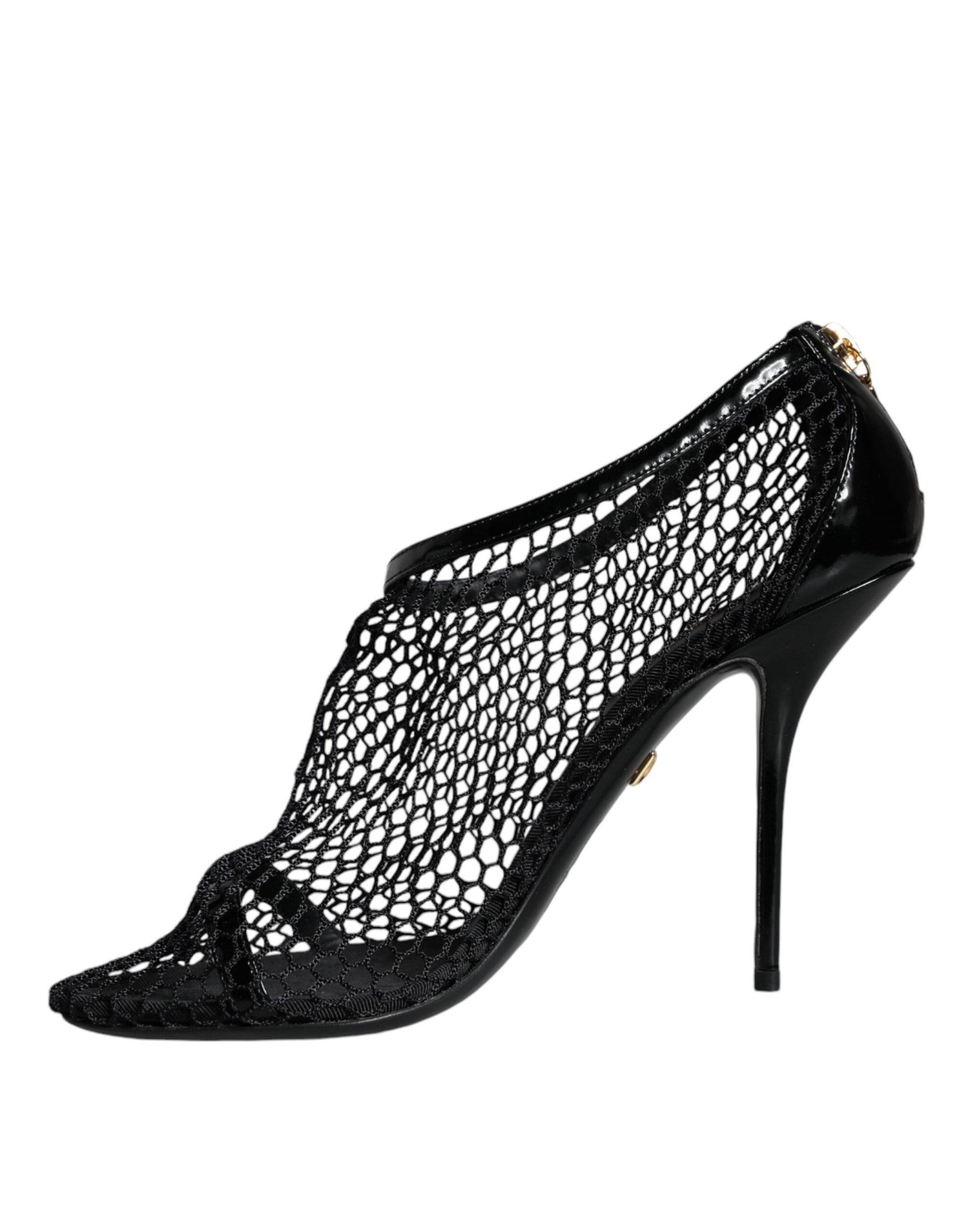 Black high heel shoe with lace design