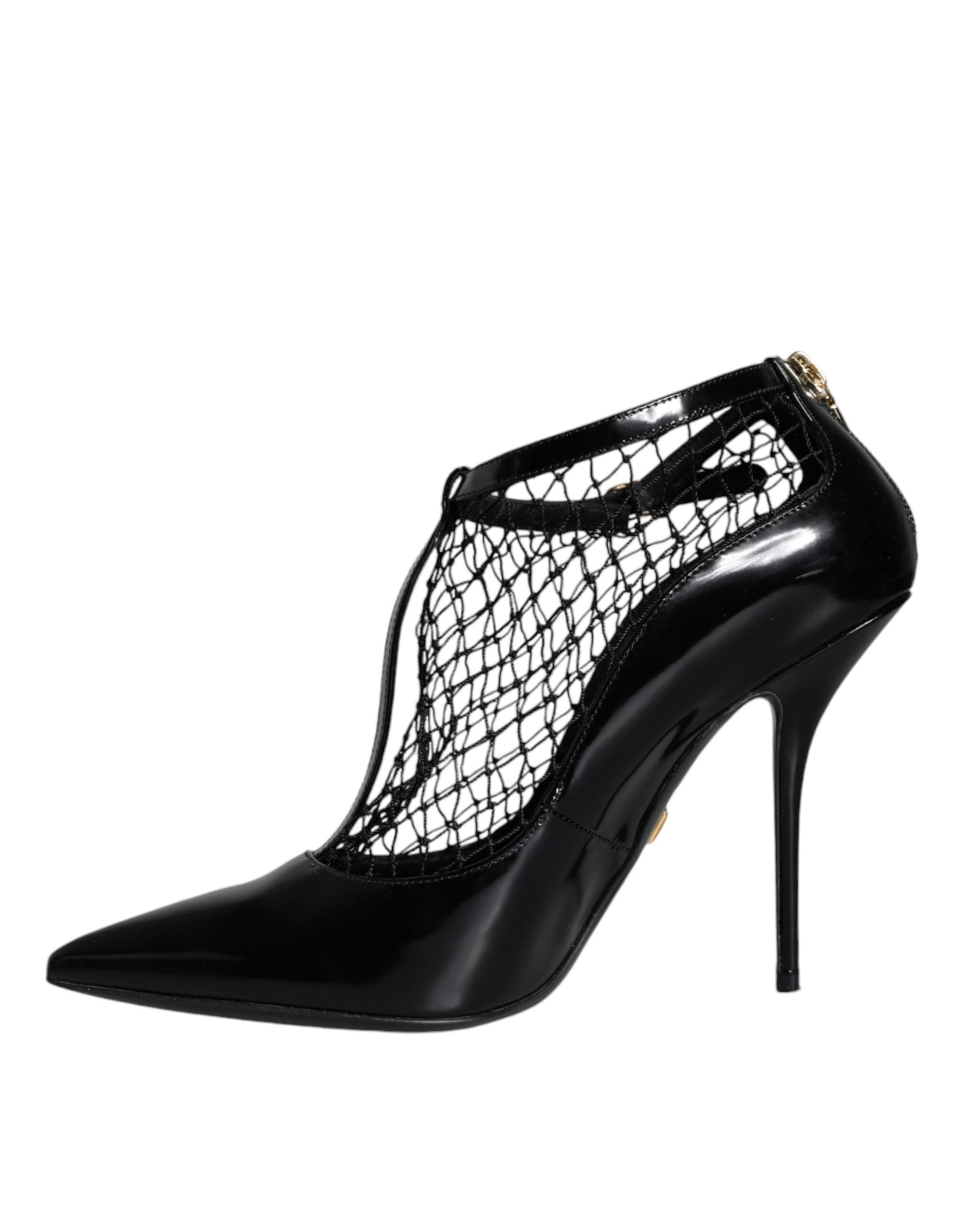 Black high heel boot with lace up detailing