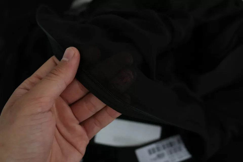 A black mesh pleated mini silk blend dress from Dolce & Gabbana