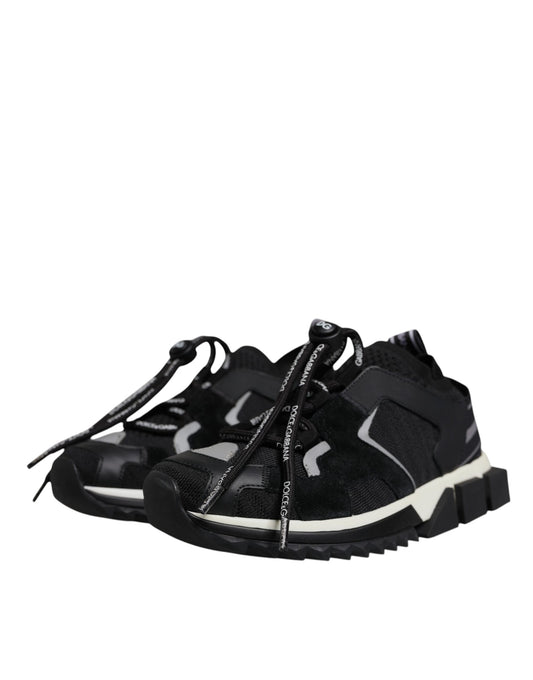 Pair of black and white baby shoes