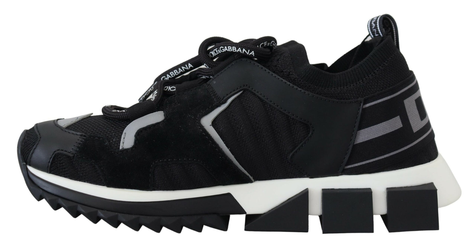 Black and white sneakers with laces