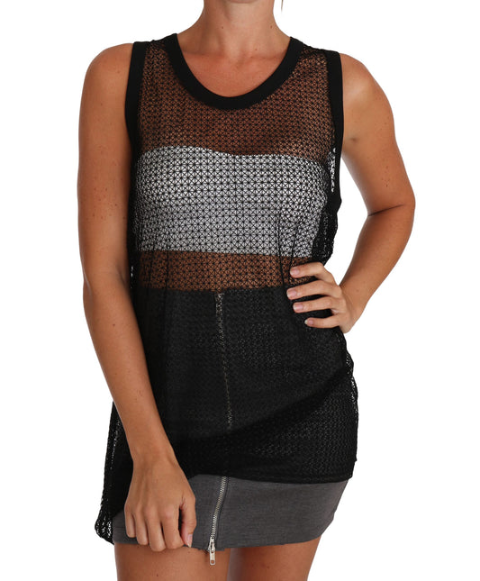 Black and white tank top with lace detailing