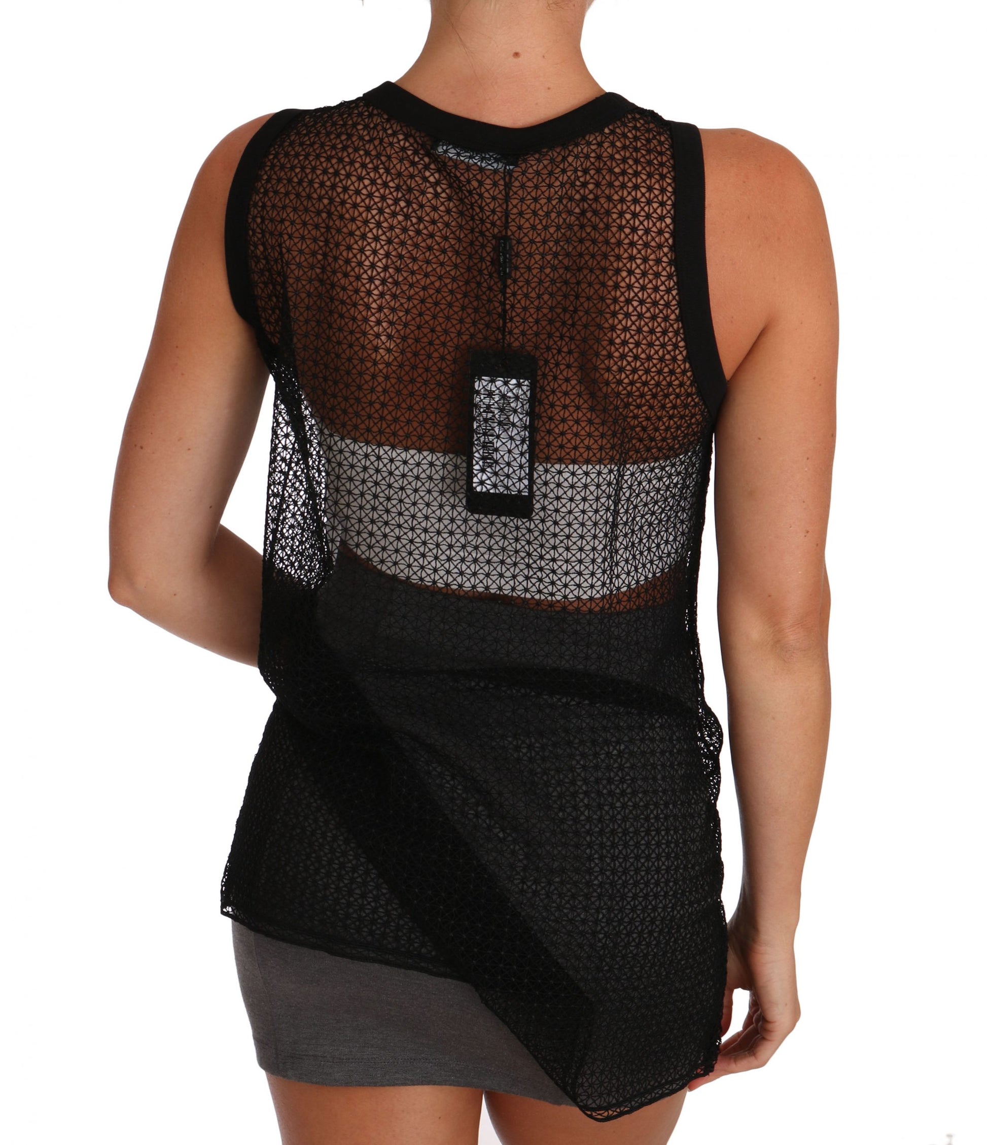 Black tank top with mesh back