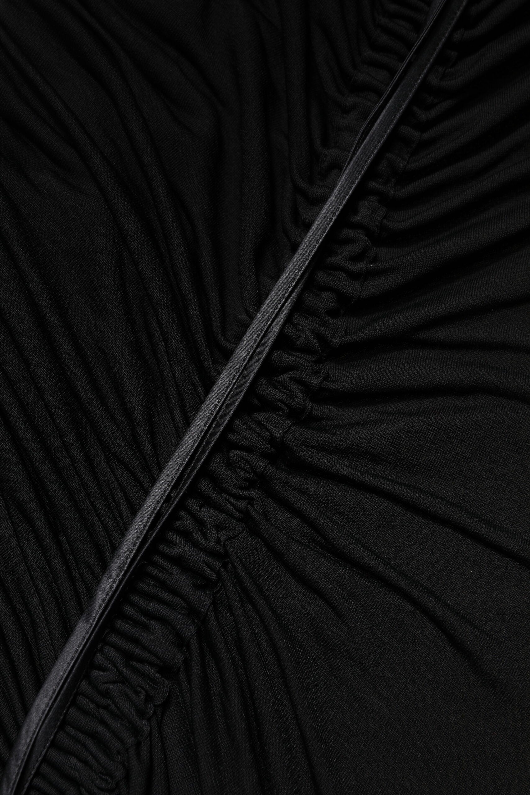 A black mesh trim bodycon long sheath dress