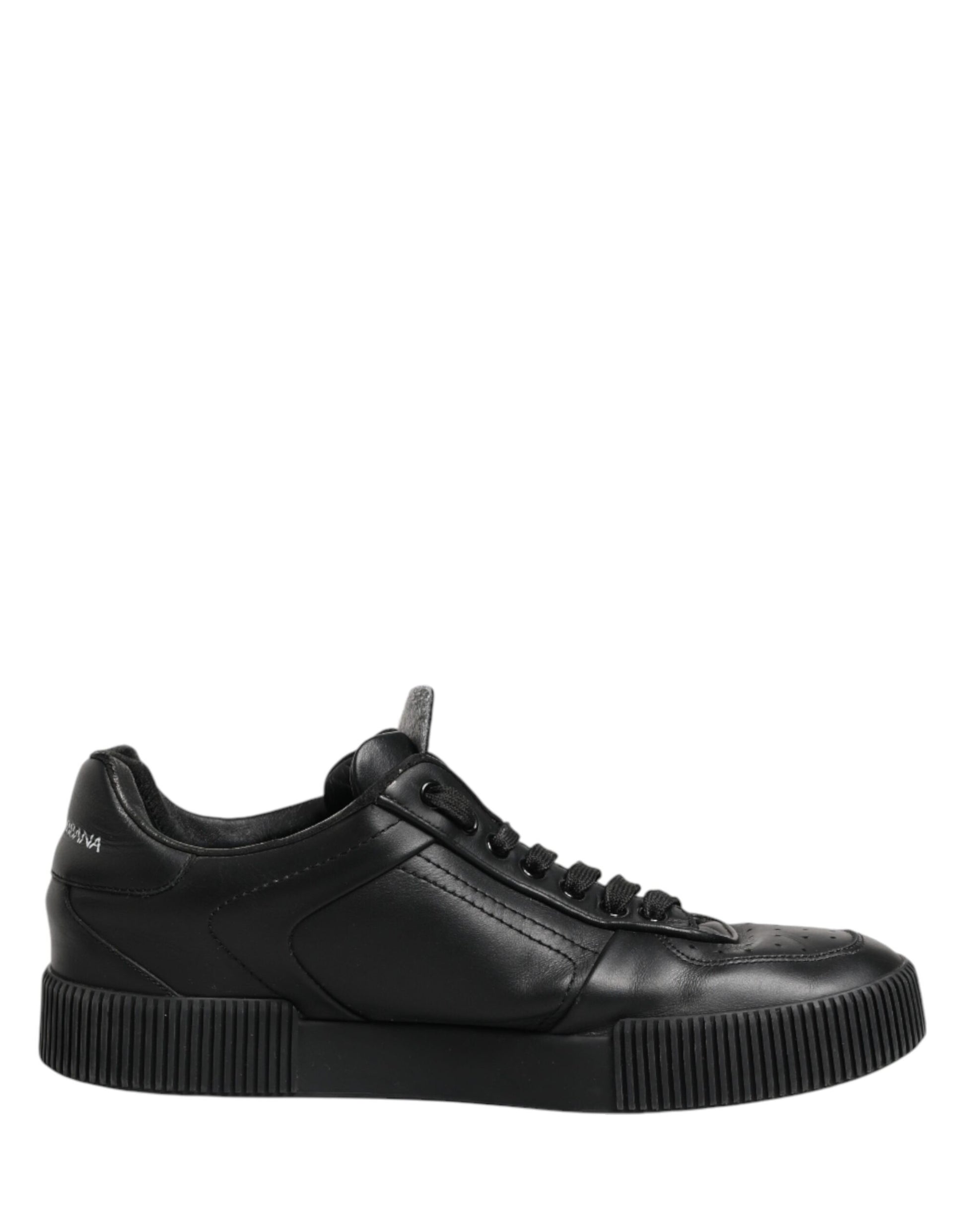 Black high top sneaker with white sole