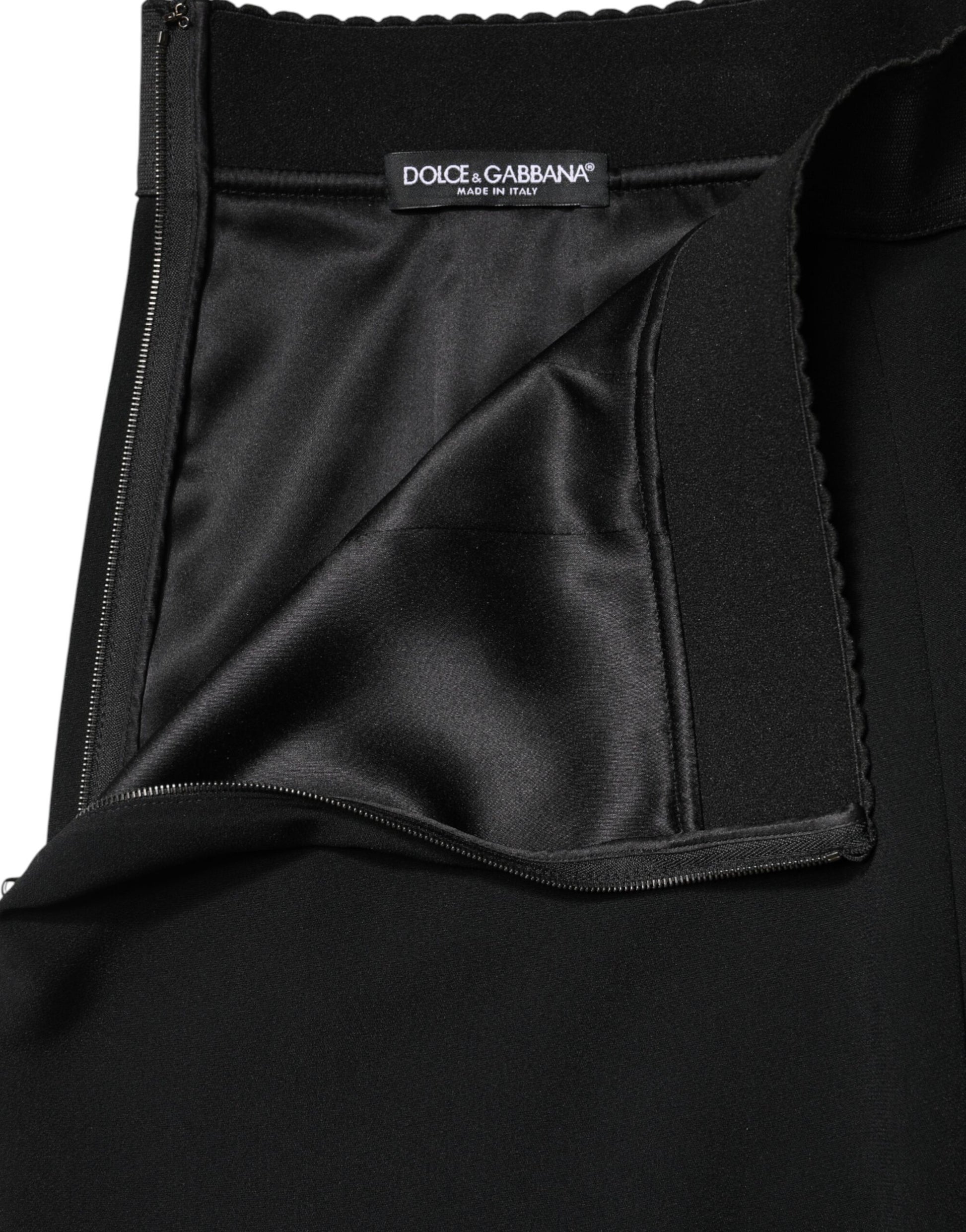 Black pants with zippered pocket on left leg