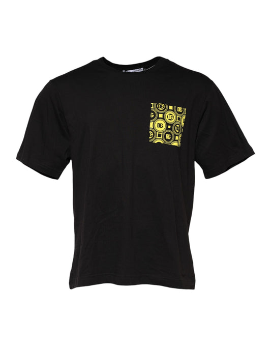 Black t-shirt with yellow graphic on front