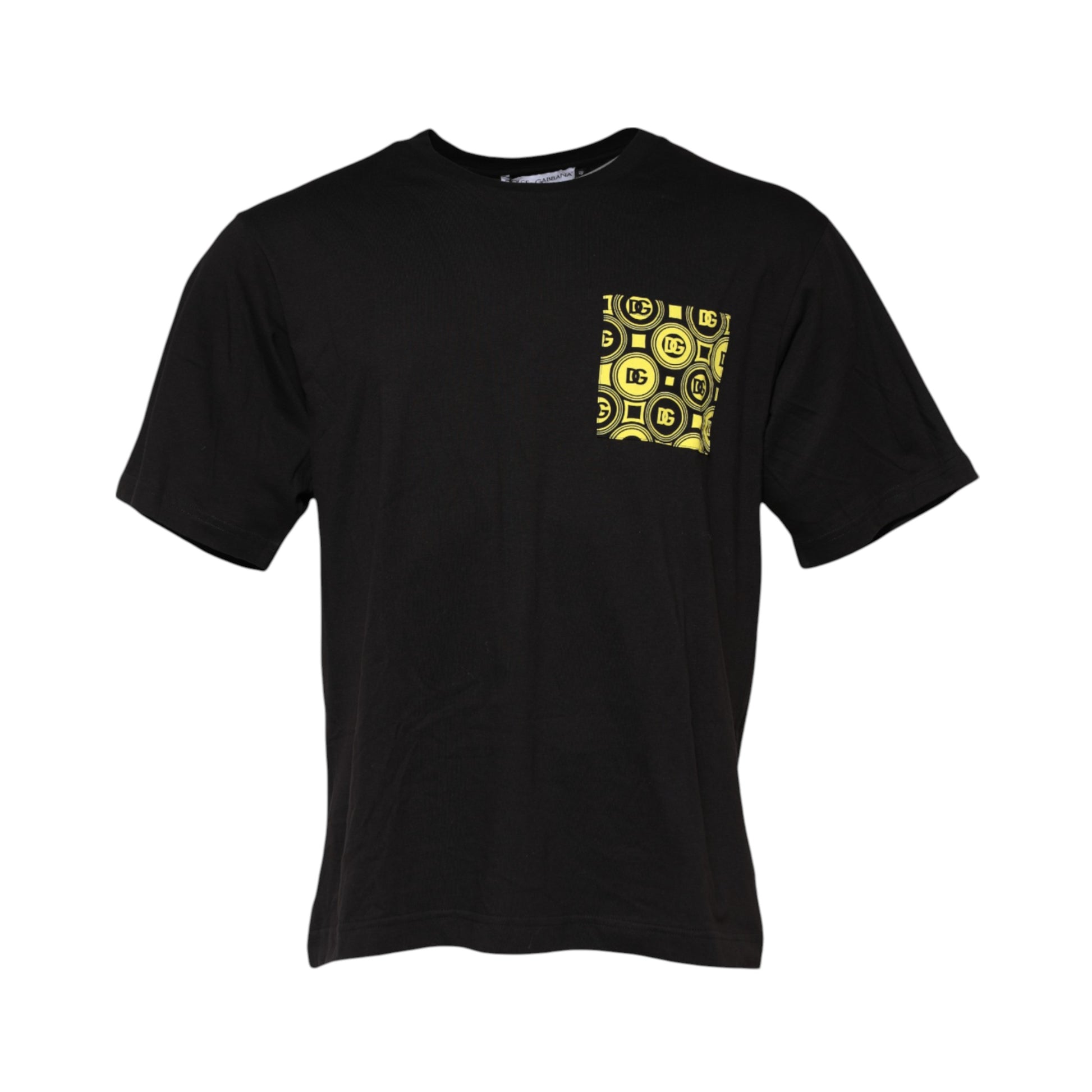 Black t-shirt with yellow pocket design