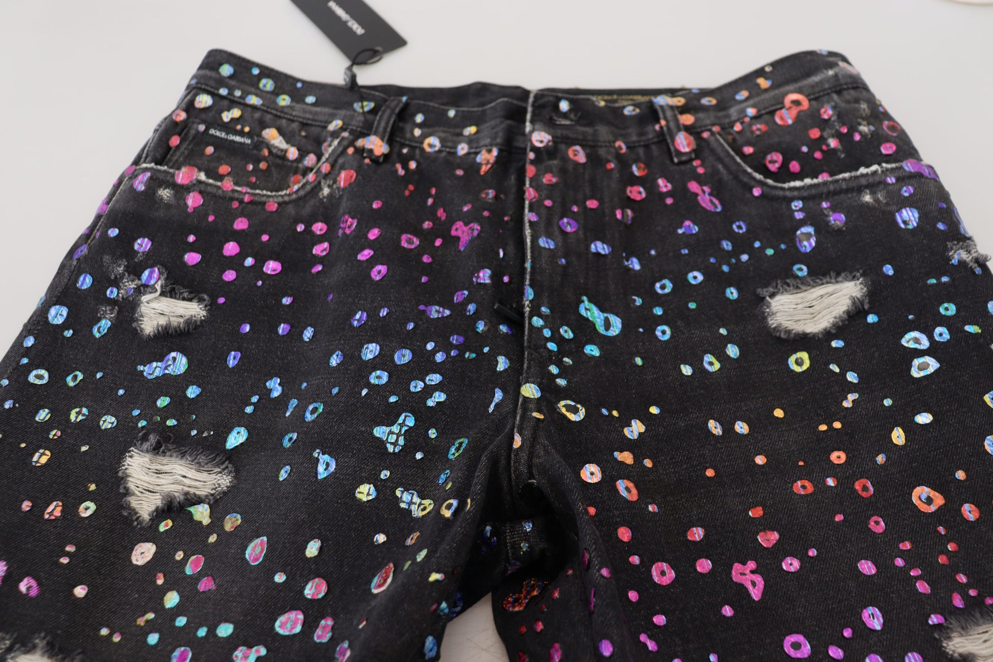 Colorful denim shorts with star pattern