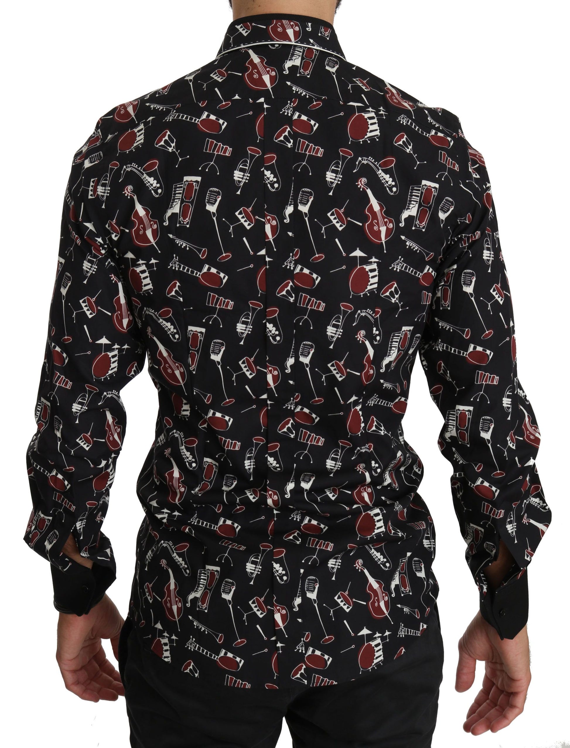 Black shirt with red pattern on back