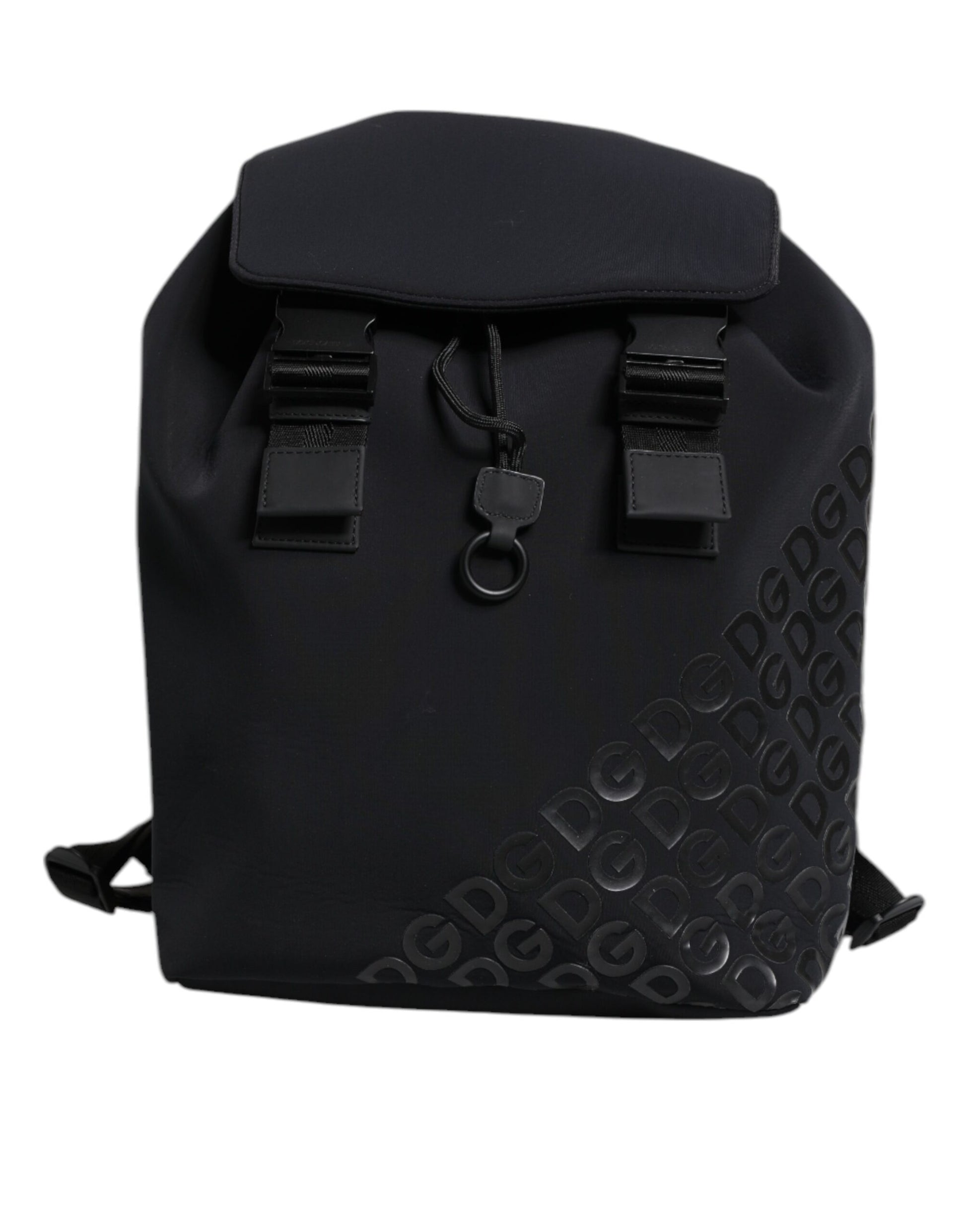 Black backpack with straps and zippered compartments