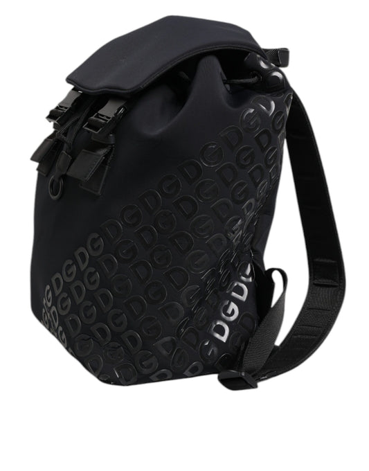 Black backpack with white lettering