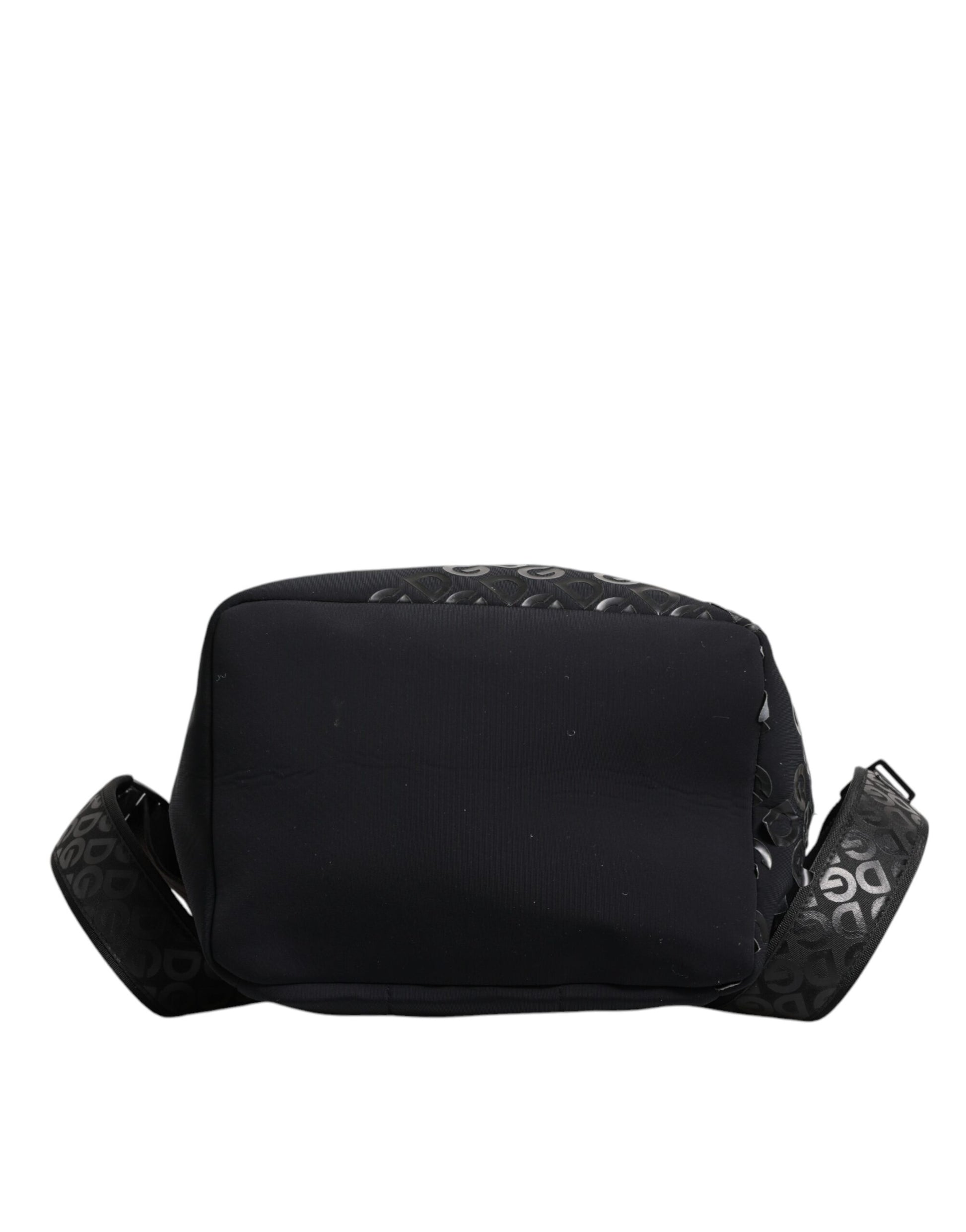 Black backpack with straps and a zippered pocket on the front