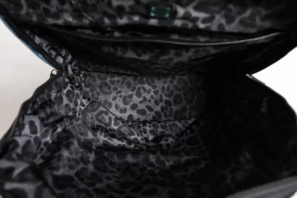 Leopard print backpack with zippered compartments