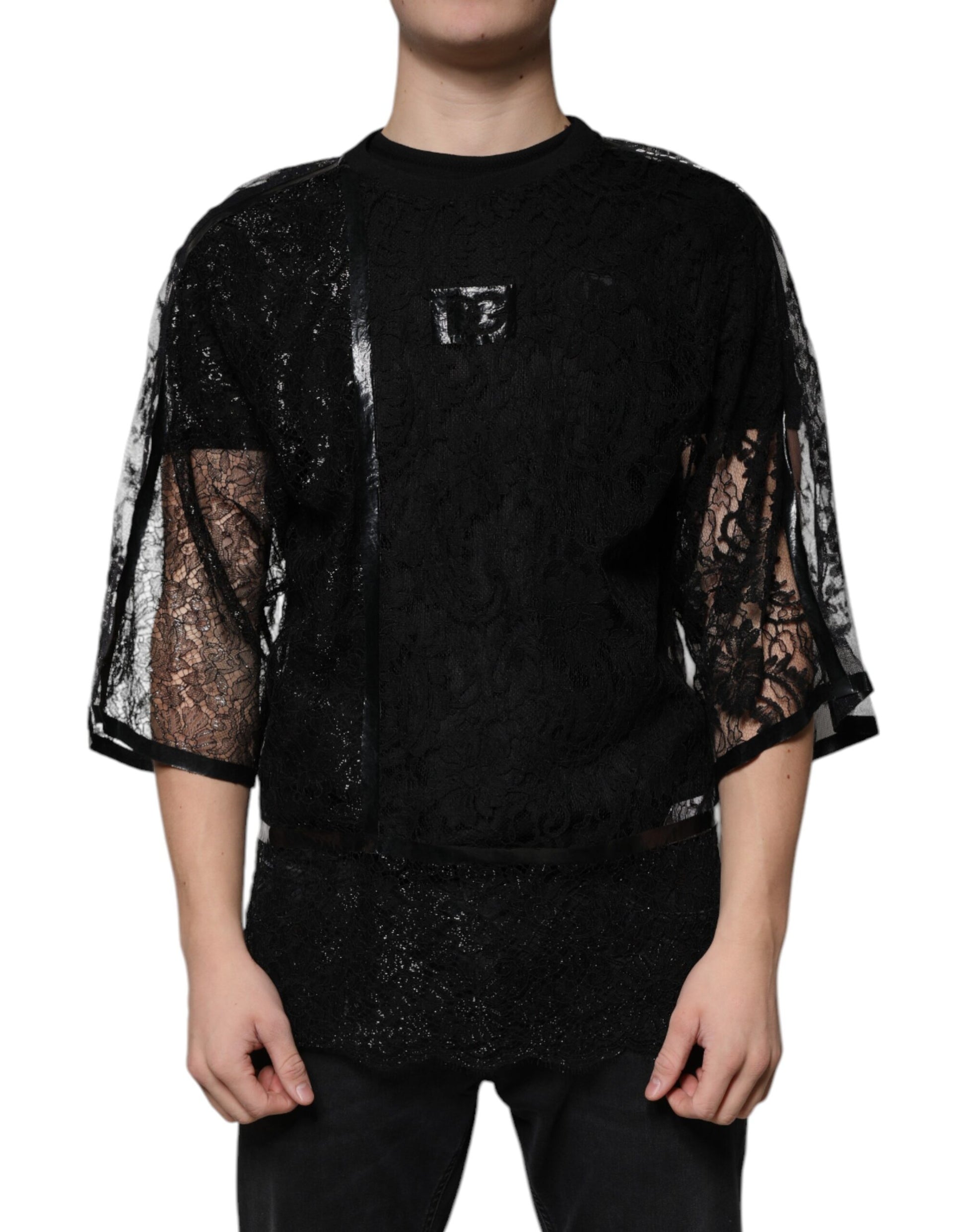 Black lace up top worn by a person