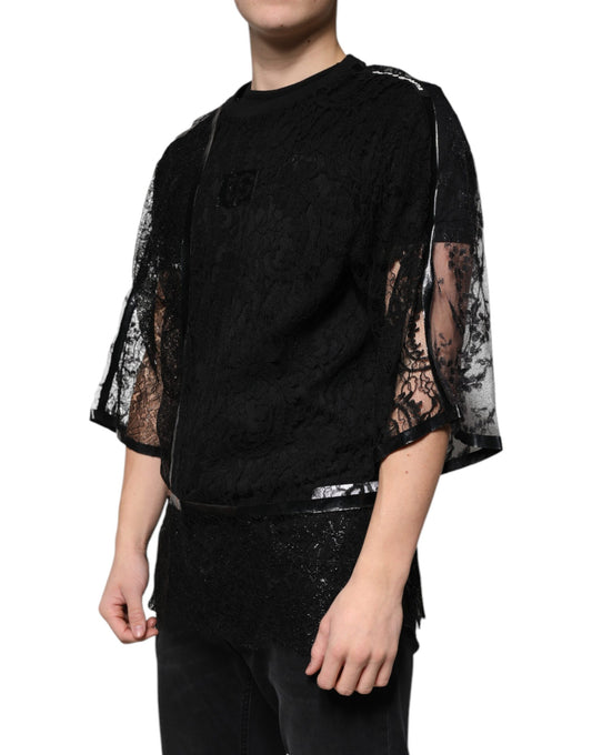 Black lace top with long sleeves