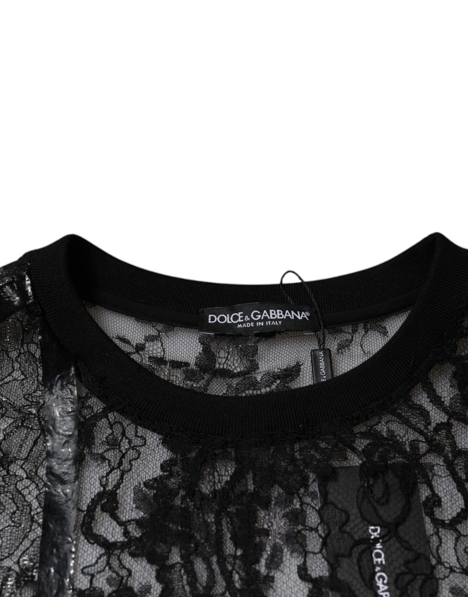 Black lace top with sheer sleeves
