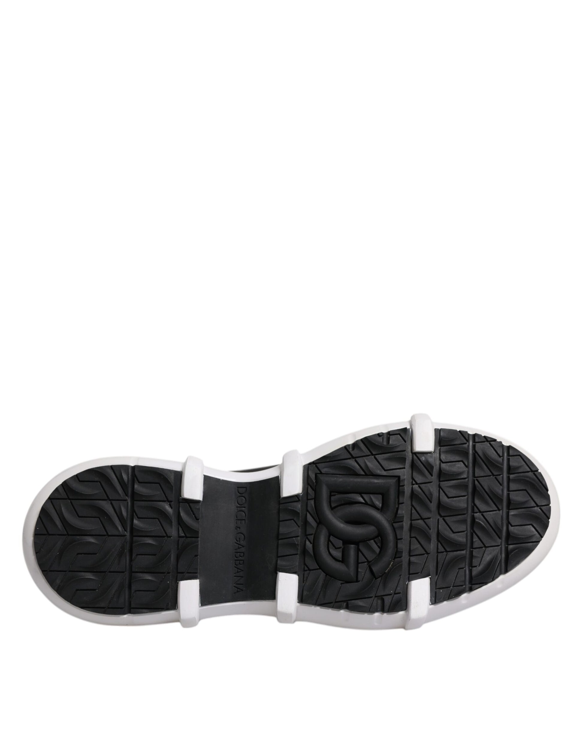 Black and white shoe with a rubber sole