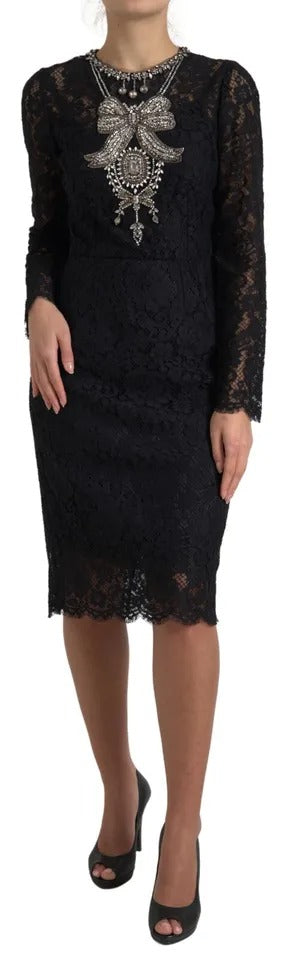 A black lace embellished sheath dress from Dolce & Gabbana